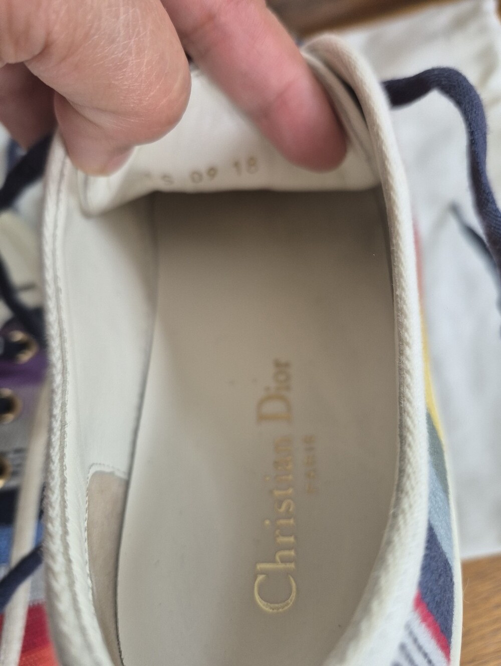 Christian Dior Walk'n'Dior Rainbow Striped Canvas Sneakers 38 US 7.5 - Picture 3 of 9